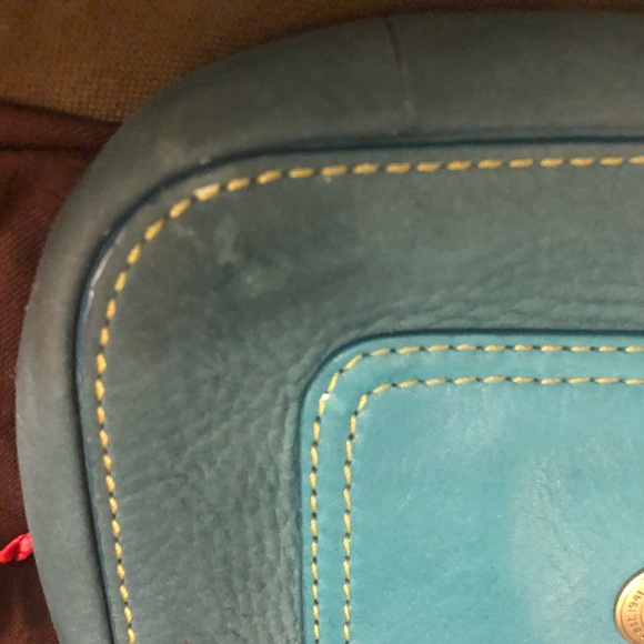 COACH Chelsea Teal Pebble Leather Mini Bag - Picture 7 of 8